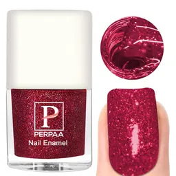 PERPAA 5Pc Glitter Light UV Gel Nail Polish 5ml Each-Red-Green-Royal Blue-Turquoise-Yellow-12