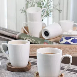 Femora White Set of 6  Dishwasher And Microwave Safe Bone China Glossy Cups 160 ML Each-38
