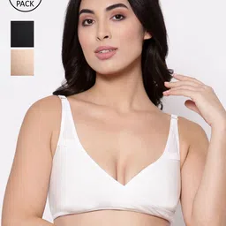 Inner Sense Pack of 3 Organic Cotton Antimicrobial Sleeping/Feeding Sustainable Bras-image-59