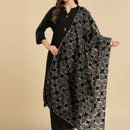 Dupatta Bazaar Ethnic Motifs Embroidered Phulkari Organza Dupatta-picture-26
