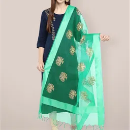 Dupatta Bazaar Ethnic Motifs Embroidered Organza Dupatta with Zari-picture-14