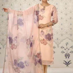 Ode by House of Pataudi Floral Printed Regular Kurta With Trousers & Dupatta-image-56