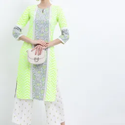 Vishudh Floral Printed Keyhole Neck Kurta-image-55