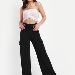 Next One Women Smart Straight Fit High-Rise Easy Wash Cargos-picture-26