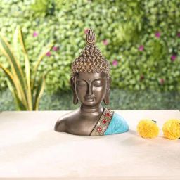 casacraft from pepperfry Polyresin Brown & Sky Blue Buddha Bust 29.5 Cm-picture-30