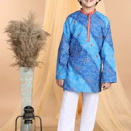 kidcetra Boys Bandhani Printed Thread Work Pure Cotton Kurta with Pyjamas-12