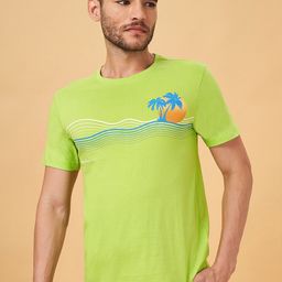 Urban Ranger by pantaloons Tropical Printed Slim Fit Cotton T-shirt-image-73