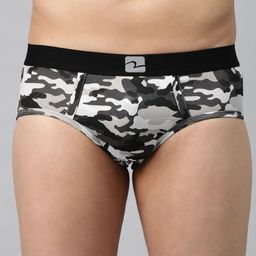 UnderJeans by Spykar Men Black & Grey Camouflage Print Basic Briefs 8907966422506-image-5