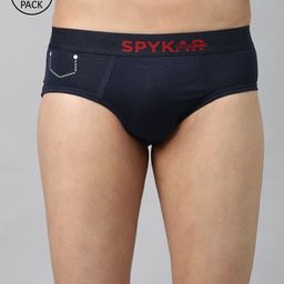 UnderJeans by Spykar Men Solid Pack of 2 Basic Briefs UJ-MBR-PBC007-NAVY-picture-11