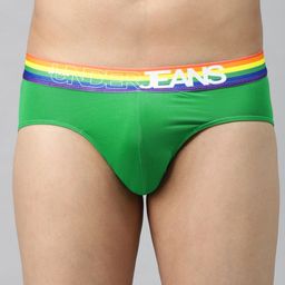 UnderJeans by Spykar Men Green Solid Briefs 8907966421806-picture-16