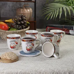 CDI Set Of 6 Dish washer And Microwave Safe Printed Ceramic Matte Mugs 200 ML Each-18