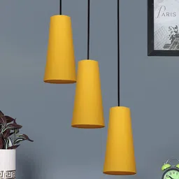 Devansh Yellow & Black Cotton Cluster Adjustable Cord Cylinder Shaped Hanging Lamp-27