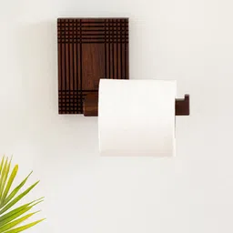 ExclusiveLane Brown Wooden Checkered Frame Bar Tissue Roll Holder-57