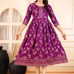 JALTHER Women Floral Printed Gotta Patti Floral Maternity Anarkali Kurta-26