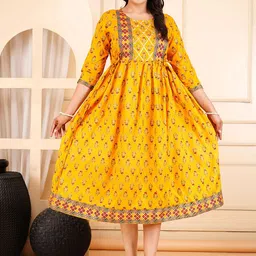 JALTHER Women Floral Printed Gotta Patti Floral Maternity Anarkali Kurta-image-47