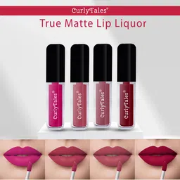 CurlyTales True Matte Set Of 4 Liquid Lipstick 4ml Each - Magenta, Pink Nude, Nude, Maroon-0