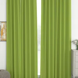 Story@Home Faux Silk Solid 300GSM Green Room Darkening Blackout Door Curtain - Set of 4-picture-49