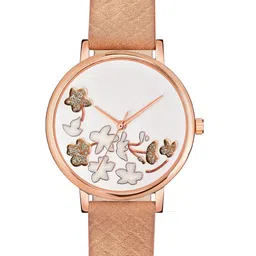 Shocknshop Women White Embellished Dial & Brown Leather Straps Analogue Watch MT504-image-93