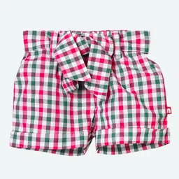 Nino Bambino Girls White & Pink Organic Cotton Checked Regular Fit Hot Sustainable Pants-image-22