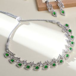 ASMITTA JEWELLERYSilver-Plated American Diamond & Cubic Zirconia Studded Jewellery Set-image-24