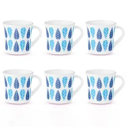 Larah by BOROSIL White 6 Pcs Floral Printed Opalware Matte Mugs-160 ML Each-10