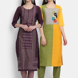 7Threads Women Pack of 2 Digital Print Straight Kurtas-image-124