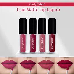 CurlyTales True Matte Set Of 4 Waterproof & Weightless Long Lasting Liquid Matte Lipstick 4 ml Each-56