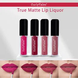 CurlyTales True Matte Set Of 4 Waterproof & Weightless Long Lasting  Liquid Matte Lipstick 4 ml Each-49