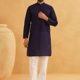 SOJANYA Geometric Embroidered Regular Pure Cotton Straight Kurta With Churidar-image-48