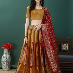SWAMI STUDIO Ready to Wear Lehenga & Unstitched Blouse With Dupatta-image-60