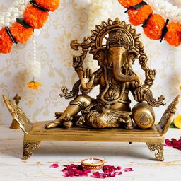 eCraftIndia Gold-Toned Lord Ganesha Handcrafted Showpiece-image-55