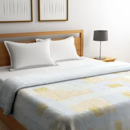 BLANC9 Off-White & Beige Ethnic Motifs Heavy Winter 120 GSM Double Bed Quilt-27