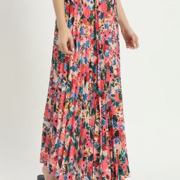 Women Floral Print A-line Blue Skirt-image-2