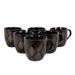 CDI Black & Brown Set Of 6 Dishwasher And Microwave Safe Ceramic Matte Mugs 200 ML Each image 4