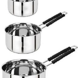 combo steel sauce pan chai milk pan pot boiler container coffee maker Sauce Pan 23 cm diameter 2 L, 1.5 L, 1 L capacity-31