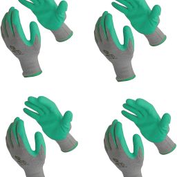 Grey Green Comfortable Nylon Anti Cut Resistance Hand Gloves Re-usable and Washable,Industrial use, use for Kitchen, Gardening, Metal Sheet, Agriculture, Construction etc (Pack of 4 Pair) Gardening Shoulder Glove-picture-0