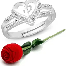 Heart Alphabet 'P' Valentine Ring Promise Propose Engagement Wedding Anniversary Brass, Stainless Steel, Copper, Alloy Cubic Zirconia Silver Plated Ring-image-5