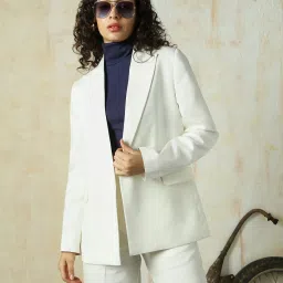 Women Solid Single Breasted Casual Blazer-image-36