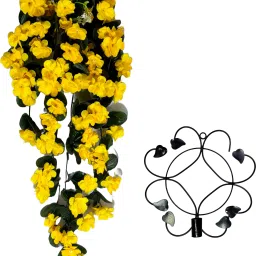 Wall Hanging Chain Home, Office Special Occasion Decoration Multicolor, Yellow Orchids Artificial Flower with Pot-image-8