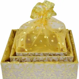 Wooden 3 Set Golden Jute Fabric Gift Hamper Basket, Wedding Basket Storage Basket-32