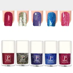 PERPAA Set Of 5 Glitter Light Reflective UV Gel Sparkly Nail Polish - 5ml Each-29