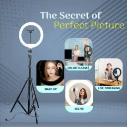 FIXTSON 10“ Ring light with 3 color modes with 7 ft tripod making you tube video Ring Flash image 4