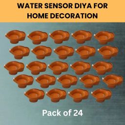 Water Sensor Diya, Electric LED Diyas for Diwali & Office Décor Pack of 24 W353 Plastic (Pack of 24) Table Diya Set-image-82