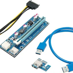 Xsentuals PCI-E Riser for Mining, PCIE 1x to 16x Graphics Card Extension Cable GPU Riser Adapter USB 3.0 6-Pin PCIE to SATA Power Cable for Bitcoin Litecoin Ethereum Mining ETH (60CM) GDDR4 16 GB NVIDIA Chipset 64 bit 120 MHz Graphics Card-42