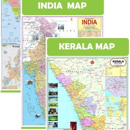 Kerala Map, India Map & World Map 47x65 cm (19x26 Inch) Mega Size (3 Charts ) - Laminated Early Learning Education Wall Picture Chart | Kerala State, India and World Political Map Fine Art Print-8