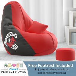 XXXL PatternPuff Bag With Free Cushion and Puffy , Engineering Dhokha Hai - Red Black Teardrop Bean Bag With Bean Filling-picture-4