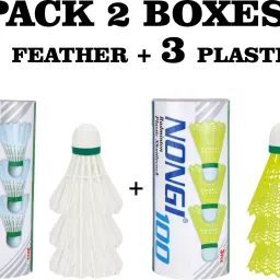Badminton Shuttlecock 2 BOX for indoor and outdoor sports Plastic & Plastic Shuttle- White, Yellow-16