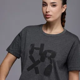 Women Printed Round Neck Cotton Blend Grey T-Shirt-image-21