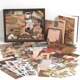 Coffee Bazaar Scrapbook Journaling Supplies Kit Aesthetic Decorative Theme, Scrapbook Kit-picture-21