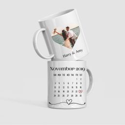 Couple Anniversary Calendar with photo printed cup white color cup Ceramic Coffee Mug-image-42
